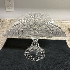 WESTMORELAND PRINCESS FEATHER CLEAR HANDMADE GLASS SANDWICH PATTERN BANANA BOAT